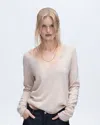 Atm Anthony Thomas Melillo Cotton Cashmere V-neck Sweater In Soft Beige