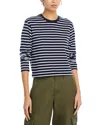 Atm Anthony Thomas Melillo Stripe Classic Jersey Long Sleeve Crew Neck Boxy Tee In Navy/white