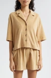 Atm Anthony Thomas Melillo Women's Towel Terry Bowling Shirt In Sand Castle