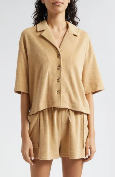 Atm Anthony Thomas Melillo Towel Terry Bowling Shirt In Sand Castle