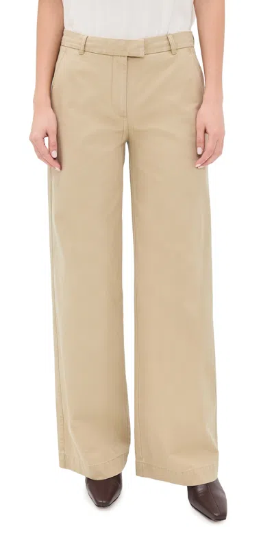 Atm Anthony Thomas Melillo Cotton Twill Wide Leg Trousers Khaki In Neutral