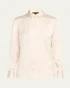 Atm Anthony Thomas Melillo Cracked Satin Boyfriend Shirt In Vanilla Mist
