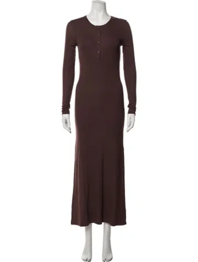 Pre-owned Atm Anthony Thomas Melillo Crew Neck Long Dress W/ Tags In Brown