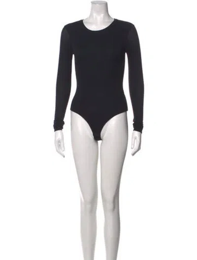 Pre-owned Atm Anthony Thomas Melillo Crew Neck Long Sleeve Bodysuit In Black