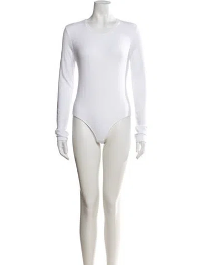 Pre-owned Atm Anthony Thomas Melillo Crew Neck Long Sleeve Bodysuit In White
