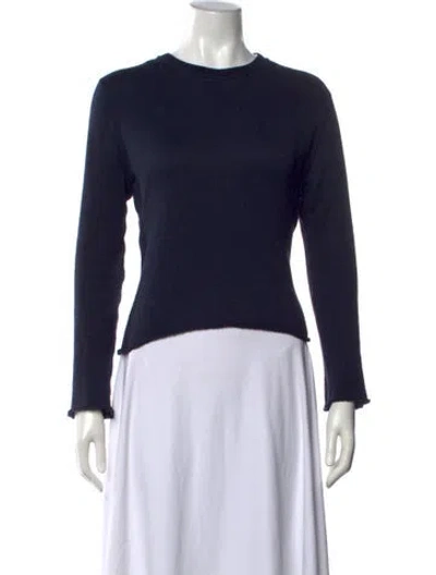 Pre-owned Atm Anthony Thomas Melillo Crew Neck Long Sleeve Top In Blue