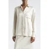 Atm Anthony Thomas Melillo Cracked Satin Boyfriend Shirt In Vanilla Mist