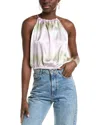 Atm Anthony Thomas Melillo Silk Charmeuse Watercolor Stripe Halter Top In Pink