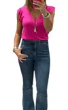 Atm Anthony Thomas Melillo Daria V Neck Ruffle Sleeveless Top In Fuchsia
