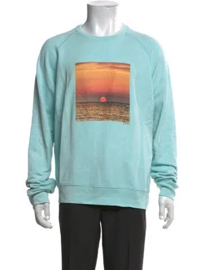 Pre-owned Atm Anthony Thomas Melillo Graphic Print Crew Neck Sweatshirt In Blue