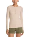 Atm Anthony Thomas Melillo Heathered Modal Rib Long Sleeve Henley Top In Neutral