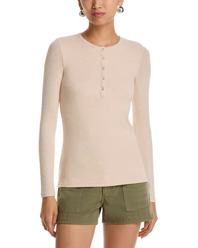 Atm Anthony Thomas Melillo Heathered Modal Rib Long Sleeve Henley Top In Neutral