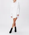 Atm Anthony Thomas Melillo Turtleneck Long Sleeve Cotton Jersey Dress In White