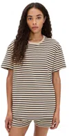 Atm Anthony Thomas Melillo Heavyweight Jersey Striped Oversized Tee Dune/black In Multi