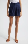 Atm Anthony Thomas Melillo Heavyweight Linen Belted Shorts In Midnight