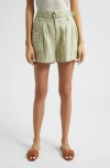 Atm Anthony Thomas Melillo Belted Linen Shorts In Morning Mist