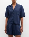 Atm Anthony Thomas Melillo Women's Heavyweight Linen Camp Shirt In Midnight