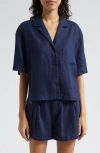 Atm Anthony Thomas Melillo Women's Heavyweight Linen Camp Shirt In Midnight