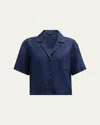 Atm Anthony Thomas Melillo Women's Heavyweight Linen Camp Shirt In Midnight