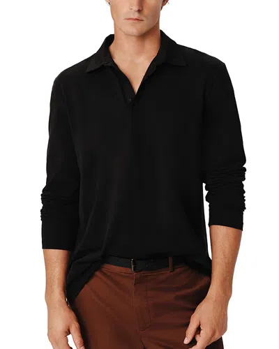 Atm Anthony Thomas Melillo Heavyweight Jersey Seamed Long Sleeve Polo In Black