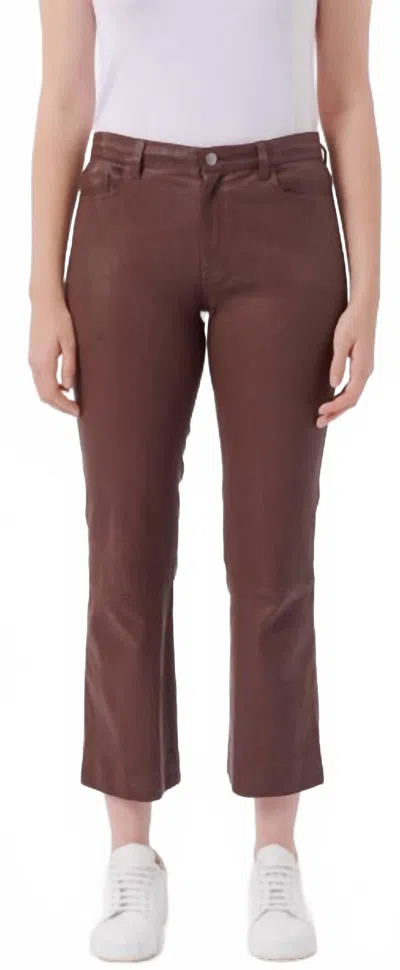 Atm Anthony Thomas Melillo Leather Cropped Flare Pants In Chocolate In Brown