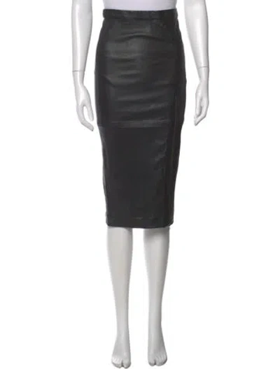 Pre-owned Atm Anthony Thomas Melillo Leather Midi Length Skirt In Black
