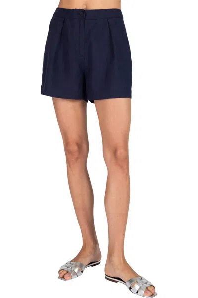 Atm Anthony Thomas Melillo Linen Pleated Shorts In Ink