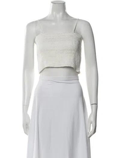 Pre-owned Atm Anthony Thomas Melillo Linen Square Neckline Crop Top In White