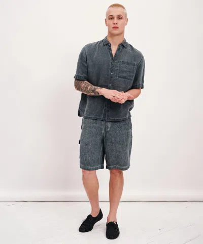 Atm Anthony Thomas Melillo Linen With Wash Camp Shirt In Black