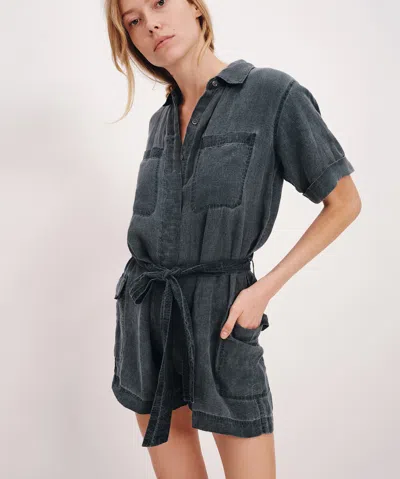 Atm Anthony Thomas Melillo Linen With Wash Romper In Black