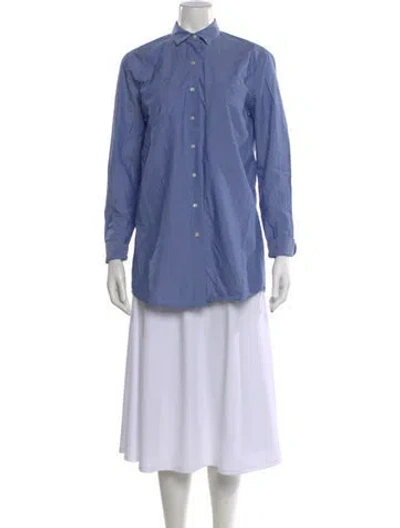 Pre-owned Atm Anthony Thomas Melillo Long Sleeve Button-up Top In Blue