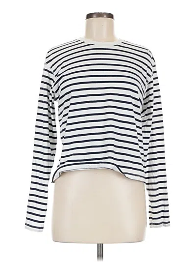 Pre-owned Atm Anthony Thomas Melillo Long Sleeve Top White Stripes Pattern Boatneck Tops