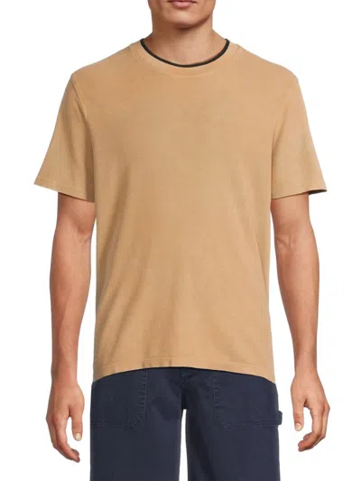 Atm Anthony Thomas Melillo Pique With Chroma Wash Short Sleeve Tee In Desert Tan