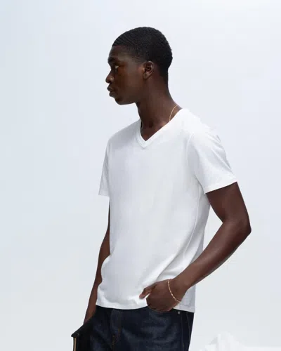 Atm Anthony Thomas Melillo Men's Classic Jersey V-neck T-shirt Cotton In White