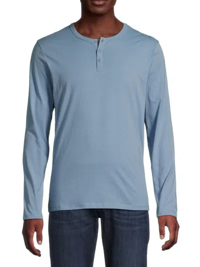 Atm Anthony Thomas Melillo Men's Cotton Henley Shirt In Blue