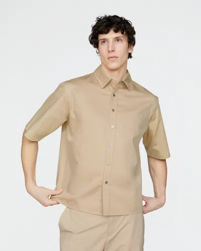 Atm Anthony Thomas Melillo Men's Cotton Poplin Short Sleeve Button Down Shirt In Brown