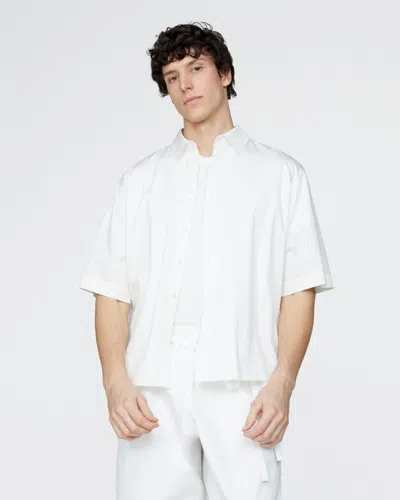 Atm Anthony Thomas Melillo Men's Cotton Poplin Short Sleeve Button Down Shirt In White