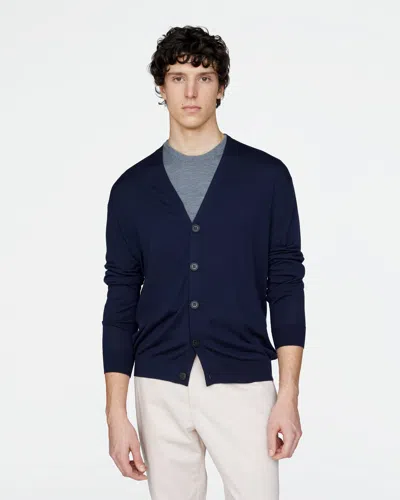 Atm Anthony Thomas Melillo Men's Extra Fine Merino Wool Cardigan Sweater In Blue