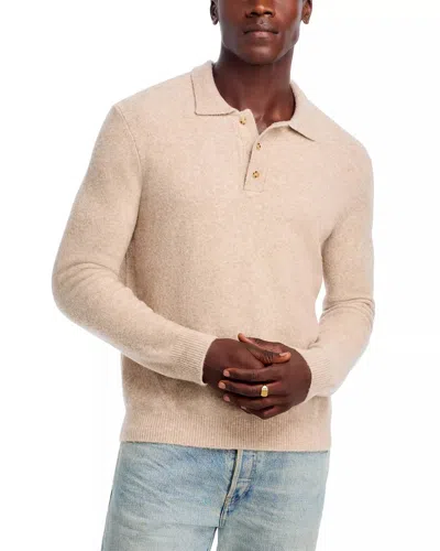 Atm Anthony Thomas Melillo Men's Merino Wool Blend Long Sleeve Polo In Heather Soft Pecan Brown In Neutral