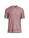 Atm Anthony Thomas Melillo Pique With Chroma Wash Short Sleeve Polo In Wisty Mauve