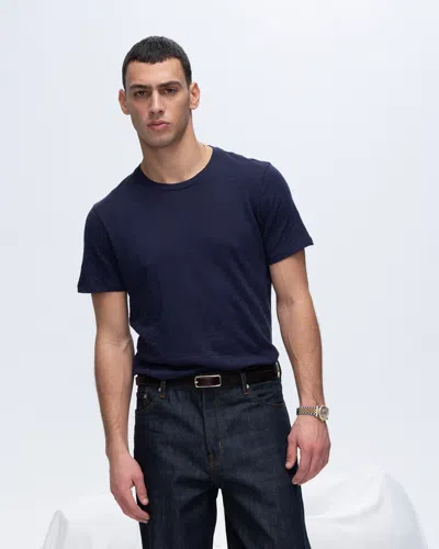 Atm Anthony Thomas Melillo Men's Slub Jersey Crew Neck T-shirt In Blue