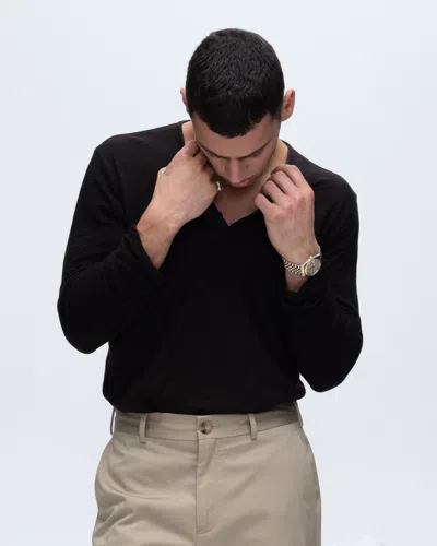 Atm Anthony Thomas Melillo Men's Slub Jersey Destroyed Wash Henley Top In Black