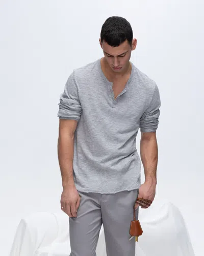 Atm Anthony Thomas Melillo Men's Slub Jersey Destroyed Wash Henley Top In Gray
