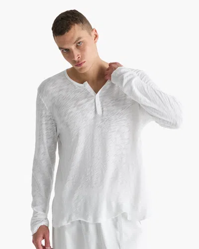 Atm Anthony Thomas Melillo Men's Slub Jersey Destroyed Wash Henley Top In White