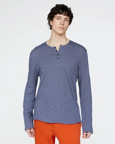 Atm Anthony Thomas Melillo Men's Slub Jersey Destroyed Wash Henley T-shirt In Blue