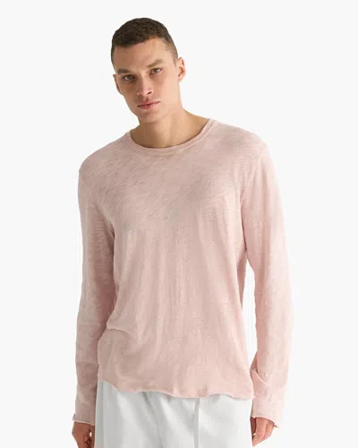 Atm Anthony Thomas Melillo Men's Slub Jersey Long Sleeve Destroyed Wash T-shirt In Pink
