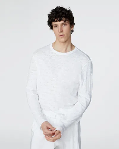 Atm Anthony Thomas Melillo Slub Jersey Destroyed Wash Henley In White
