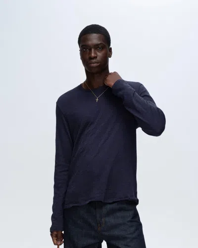 Atm Anthony Thomas Melillo Men's Slub Jersey Long Sleeve Destroyed Wash T-shirt In Blue
