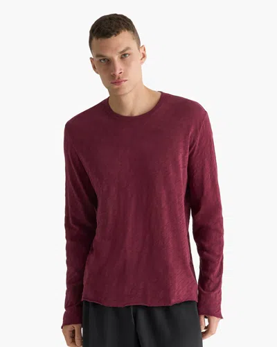 Atm Anthony Thomas Melillo Men's Slub Jersey Long Sleeve Destroyed Wash T-shirt In Burgundy