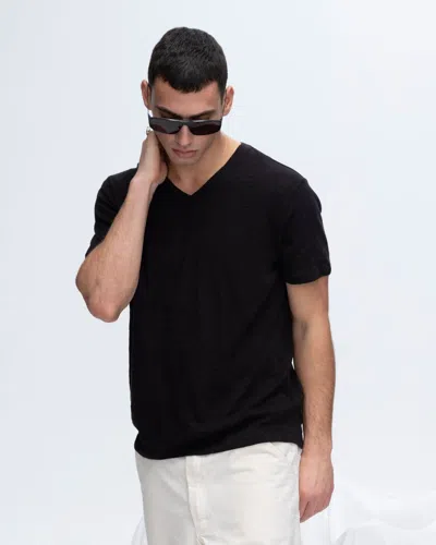 Atm Anthony Thomas Melillo Men's Slub Jersey V-neck T-shirt In Black